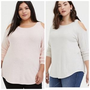 Two torrid Super Soft Plush Cold Shoulder Tops